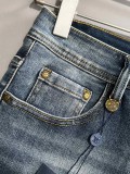 Louis Vuitton New Classic Chess Punch Washed Slimming Jeans