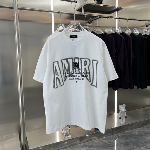 Amiri 2025ss New Fashion Logo Printed Round Neck Short Sleeve Couple Casual T-shirt