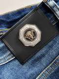 Versace New Logo Printed Hole Washed Slimming Jeans