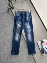 Versace New Logo Printed Hole Washed Slimming Jeans
