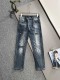 Louis Vuitton New Classic Chess Punch Washed Slimming Jeans