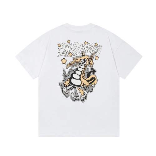 Off White New Fashionable Spitfire Dragon Logo Letter Printed T-shirt Couple Casual Short Sleeve