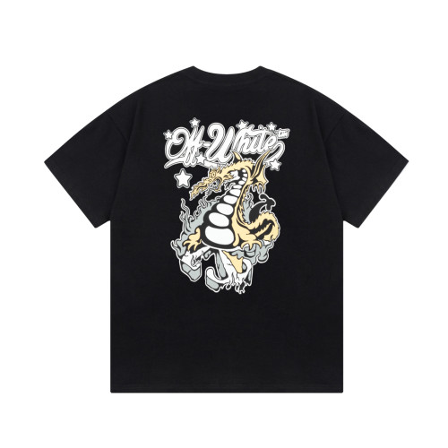 Off White New Fashionable Spitfire Dragon Logo Letter Printed T-shirt Couple Casual Short Sleeve