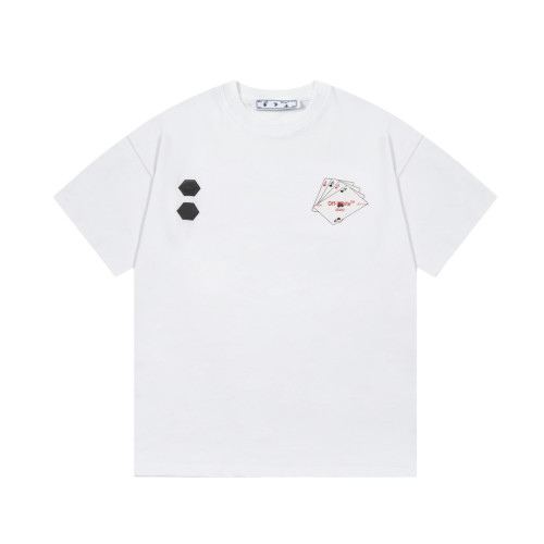 Off White New Fashion Poker Card Logo Letter Printed T-shirt Couple Casual Short Sleeve