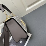 Louis Vuitton New Fashion Embroidered Cowhide Twisted Lock Handbag Crossbody Bag Size: 23 x 17 x 9.5 CM