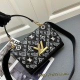 Louis Vuitton New Fashion Embroidered Cowhide Twisted Lock Handbag Crossbody Bag Size: 23 x 17 x 9.5 CM