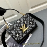 Louis Vuitton New Fashion Embroidered Cowhide Twisted Lock Handbag Crossbody Bag Size: 23 x 17 x 9.5 CM