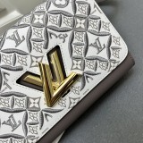 Louis Vuitton New Fashion Embroidered Cowhide Twisted Lock Handbag Crossbody Bag Size: 23 x 17 x 9.5 CM