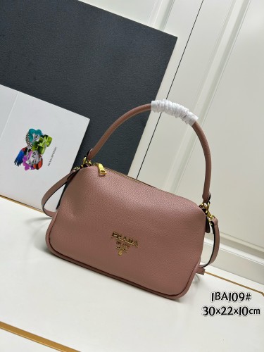 Prada New Fashion Casual Lychee Pattern Leather Handbag Crossbody Bag Size: 30 x 22 x 10 CM