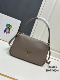 Prada New Fashion Casual Lychee Pattern Leather Handbag Crossbody Bag Size: 30 x 22 x 10 CM