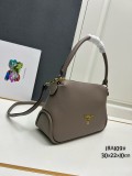 Prada New Fashion Casual Lychee Pattern Leather Handbag Crossbody Bag Size: 30 x 22 x 10 CM