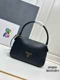 Prada New Fashion Casual Lychee Pattern Leather Handbag Crossbody Bag Size: 30 x 22 x 10 CM