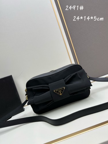 Prada New Fashion Nylon Bow Cross Camera Bag Size: 24x14x5 CM