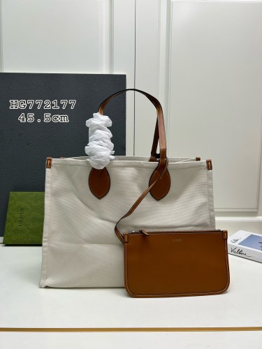 Gucci New Fashion Logo Printed Canvas Tote Bag Size: 45.5x32x20 CM