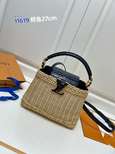 Louis Vuitton New Classic Vine Weaving Crocodile Pattern Handbag Crossbody Bag Size: 27 × 17.3 × 9 CM