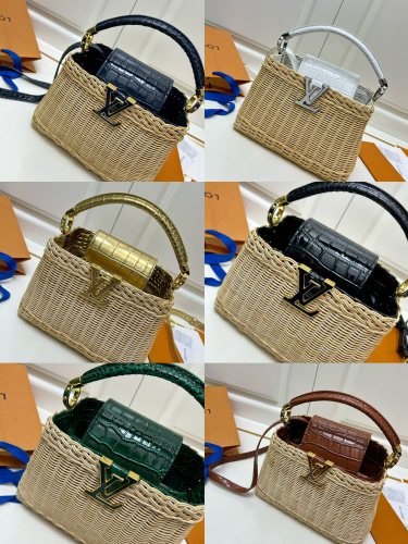 Louis Vuitton New Classic Vine Weaving Crocodile Pattern Handbag Crossbody Bag Size: 27 × 17.3 × 9 CM