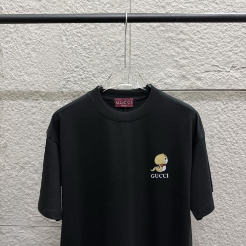 Gucci Classic Logo Embroidered Cartoon Snake Short Sleeve Couple Casual T-shirt