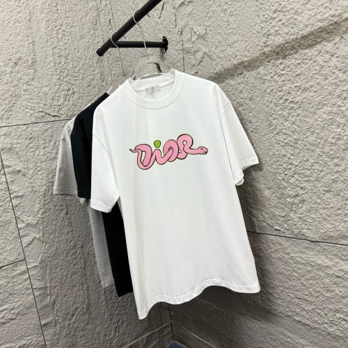 Dior New Fashion Zodiac Snake Short Sleeve Unisex Casual Loose T-shirt