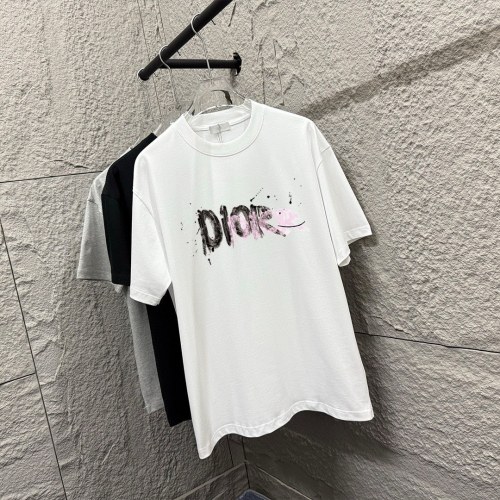 Dior New Classic Letter Graffiti Printed Short Sleeve Unisex Casual Loose T-shirt