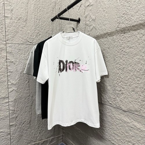 Dior New Classic Letter Graffiti Printed Short Sleeve Unisex Casual Loose T-shirt