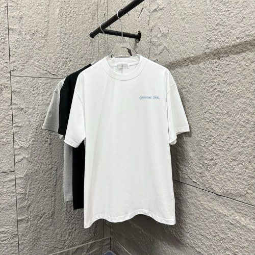 Dior New Classic Simple Embroidered Letter Short Sleeve Unisex Casual Loose T-shirt