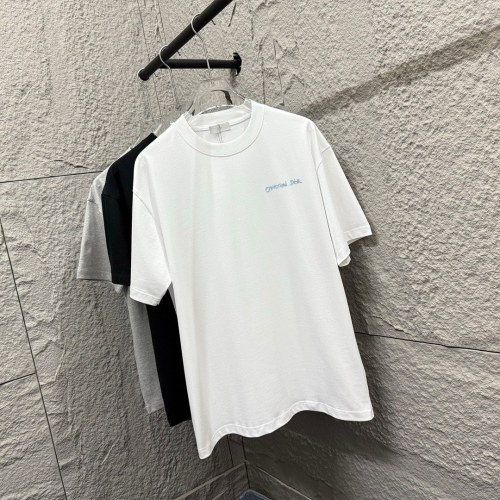 Dior New Classic Simple Embroidered Letter Short Sleeve Unisex Casual Loose T-shirt