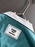 Fendi New Spring Embroidered Logo Zipper Stand Up Collar Windbreaker Jacket Coat