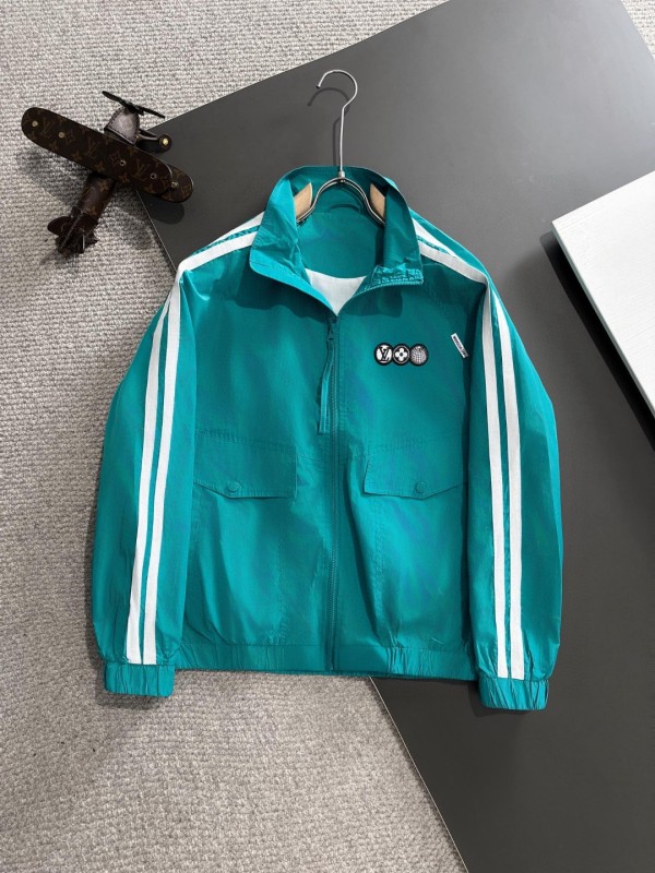 Louis Vuitton New Spring Embroidered Logo Zipper Stand Up Collar Windbreaker Jacket Coat