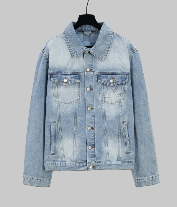 Louis Vuitton New Retro Gold Embroidered Logo Denim Jacket