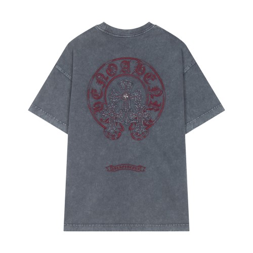 Chrome Hearts New Patchwork Embroidered Laundry Short Sleeve Couple Casual Oversize T-shirt