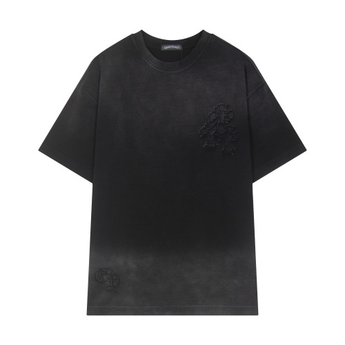 Chrome Hearts New Retro Heavy duty Patchwork Embroidered Short Sleeve Couple Casual Oversize T-shirt