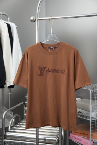 Louis Vuitton New Fashion Embroidered Logo Short Sleeve Couple Casual T-shirt