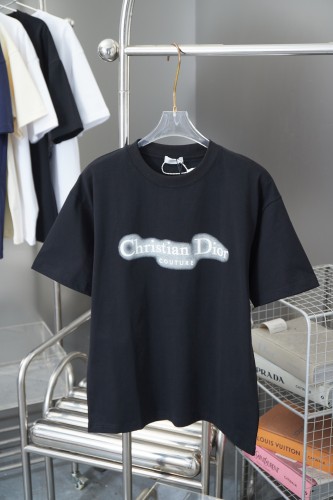 Dior New Fashion Letter Logo Night Light Printed Short Sleeve Couple Casual T-shirt