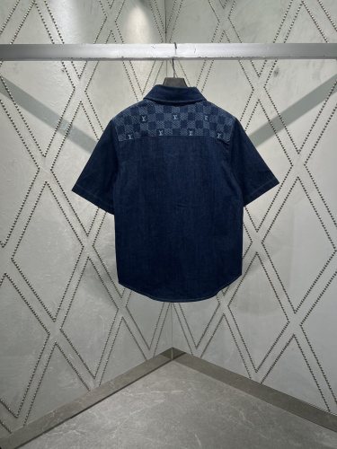Louis Vuitton New Fashion Letter Embroidery Chessboard Cowboy Short Sleeve