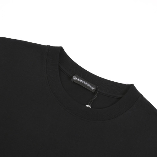 Chrome Hearts New Leather Embroidered Cross Short Sleeve Couple Casual Oversize T-shirt