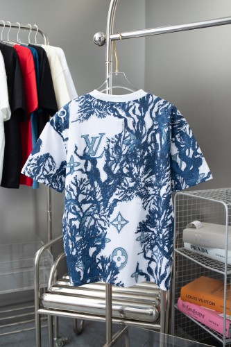 Louis Vuitton New Fashion Coral Seaweed Printed Short Sleeve Unisex Casual T-shirt