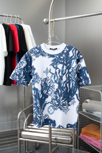 Louis Vuitton New Fashion Coral Seaweed Printed Short Sleeve Unisex Casual T-shirt