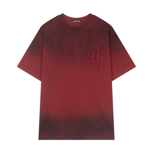 Chrome Hearts New Retro Heavy duty Patchwork Embroidered Short Sleeve Couple Casual Oversize T-shirt