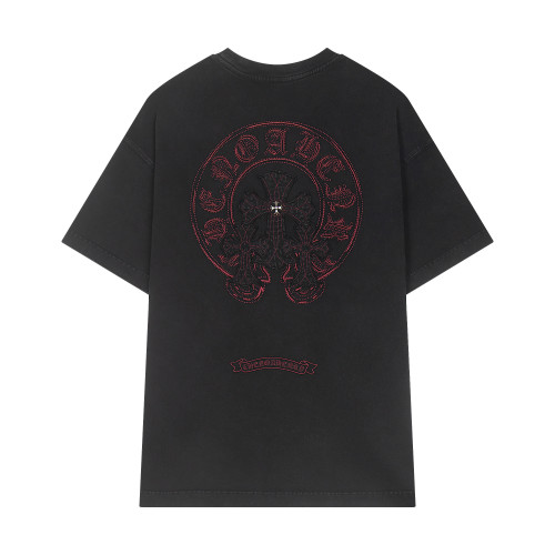 Chrome Hearts New Patchwork Embroidered Laundry Short Sleeve Couple Casual Oversize T-shirt