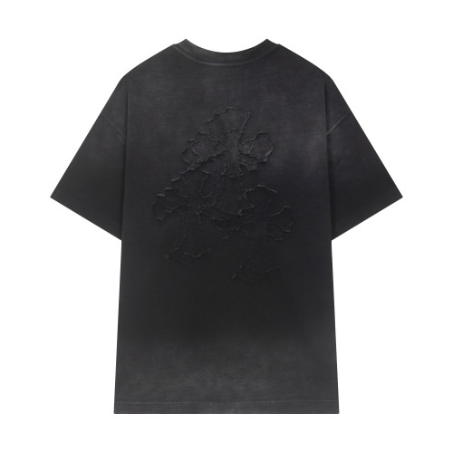 Chrome Hearts New Retro Heavy duty Patchwork Embroidered Short Sleeve Couple Casual Oversize T-shirt