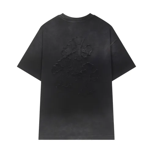 Chrome Hearts New Retro Heavy duty Patchwork Embroidered Short Sleeve Couple Casual Oversize T-shirt