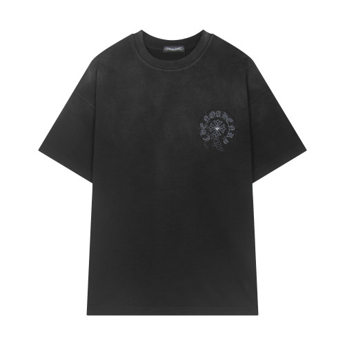 Chrome Hearts New Retro Hot Diamond Sanskrit Printed Short Sleeve Couple Casual Oversize T-shirt