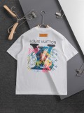 Louis Vuitton Classic Tri color Embroidered Logo Short Sleeve Couple's Casual Versatile T-shirt