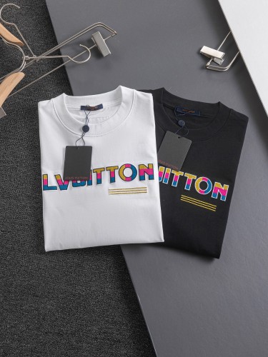 Louis Vuitton Classic Tri color Embroidered Logo Short Sleeve Couple's Casual Versatile T-shirt