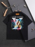 Louis Vuitton Classic Tri color Embroidered Logo Short Sleeve Couple's Casual Versatile T-shirt
