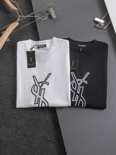 Yves Saint Laurent Classic Embroidered Logo Short Sleeve Couple Versatile Casual T-shirt