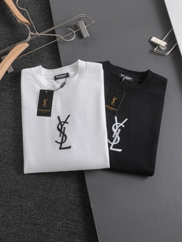 Yves Saint Laurent Classic Embroidered Logo Short Sleeve Couple Versatile Casual T-shirt