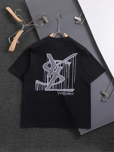 Yves Saint Laurent Classic Embroidered Logo Short Sleeve Couple Versatile Casual T-shirt