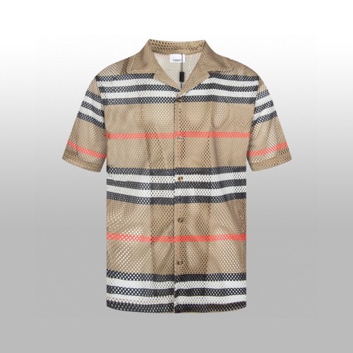 Burberry New Classic Striped Mesh Short Sleeve Shirt