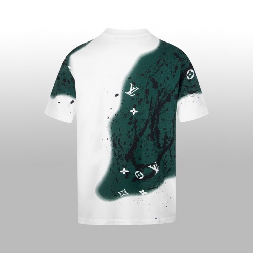Louis Vuitton New Fashion Green Spray Short Sleeve Couple Loose Casual T-shirt